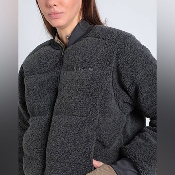 COLUMBIA NWT women’s puff novelty Sherpa jacket Grey - Picture 2 of 4